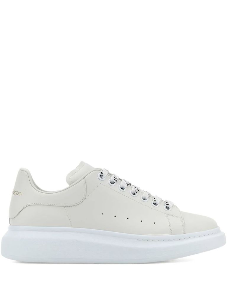 Alexander Mcqueen Chalk Leather Sneakers With Chalk Leather Heel In White