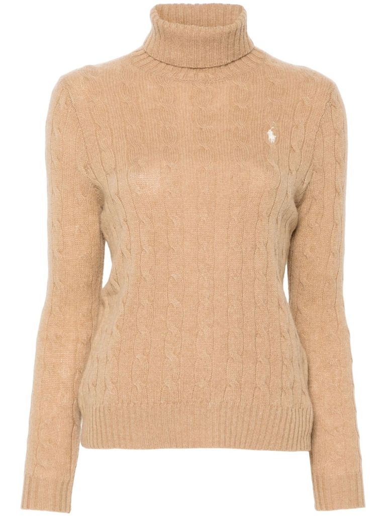 Polo Ralph Lauren Wool And Cashmere Blend Turtleneck Sweater In Neutral