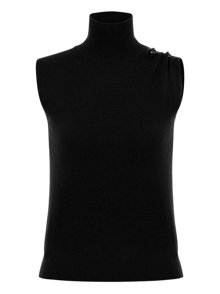 Alberta Ferretti Cashmere Top With A Funnel Neck In Black