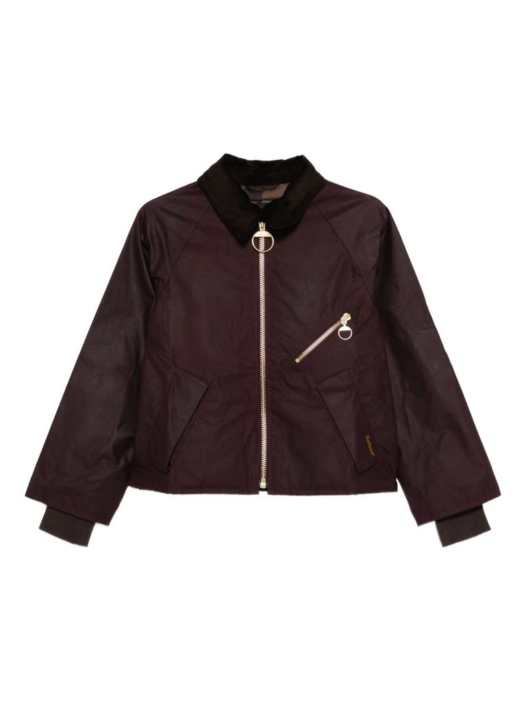 Barbour Shade Of Purple Jacket With A Ribbed Collar In Burgundy