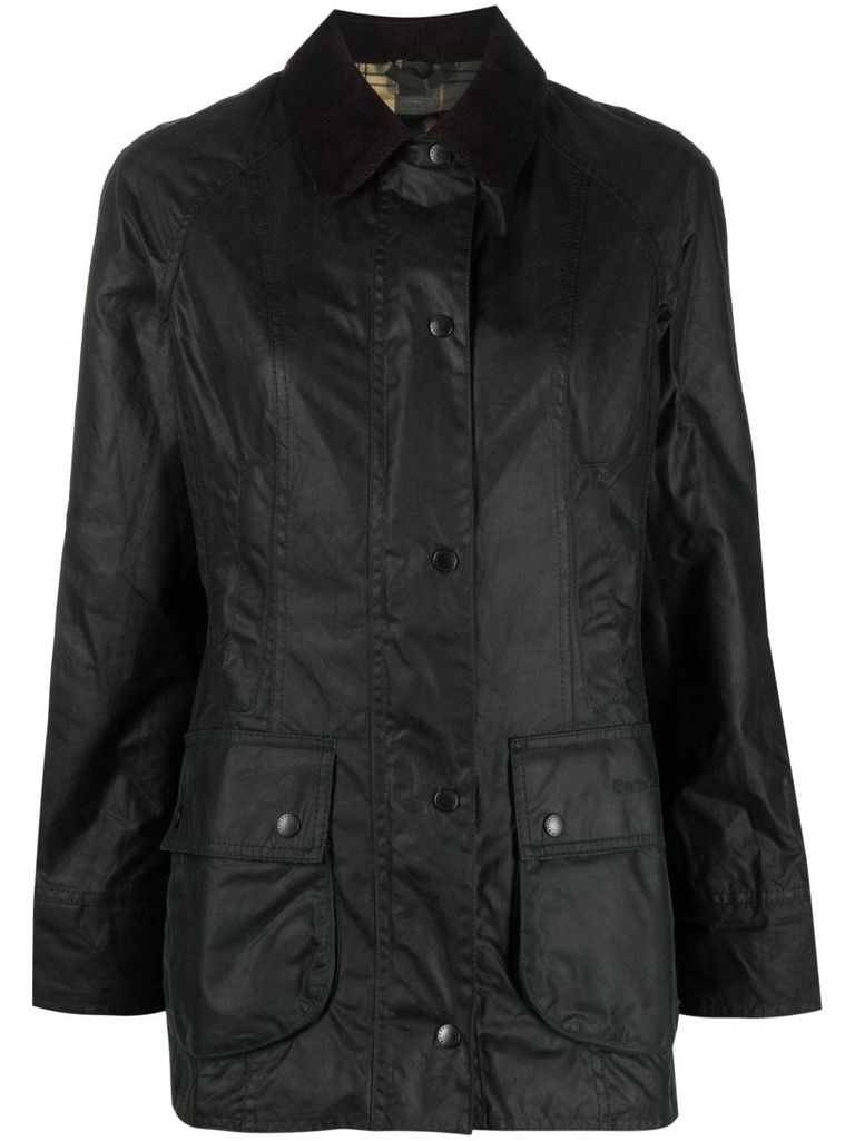 Barbour Collared Button-up Corduroy Jacket In Black