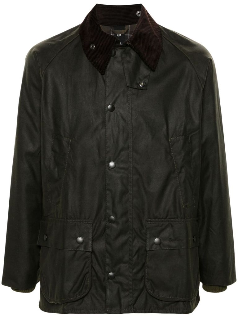 Barbour Bedale Jacket In Waxed Recycled Fabric In Green
