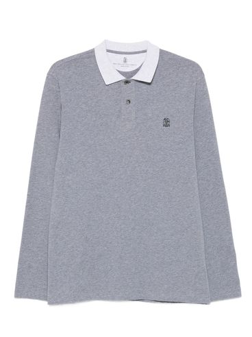 BRUNELLO CUCINELLI - Polo in cotone a maniche lunghe