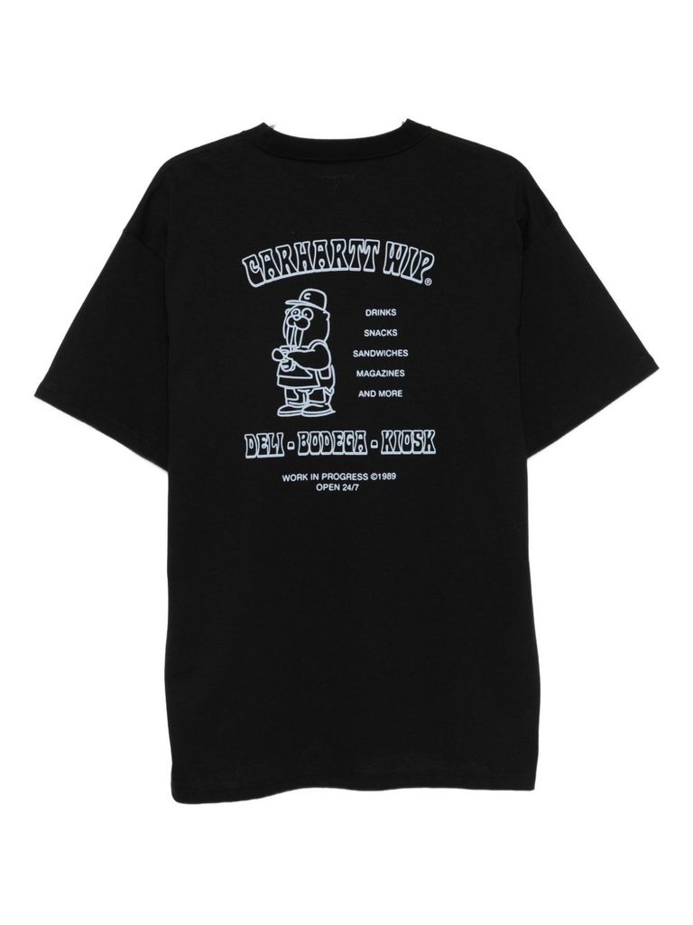 Carhartt Black Crewneck Printed T-shirt In Black
