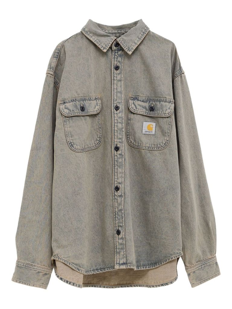 Carhartt Oversized Shirt Crafted From Sandblasted Cotton Denim In Blue