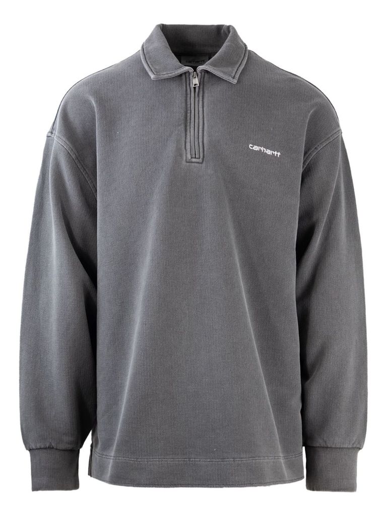Carhartt Embroidered Script Sweatshirt Ribbed Cuffs In Gray