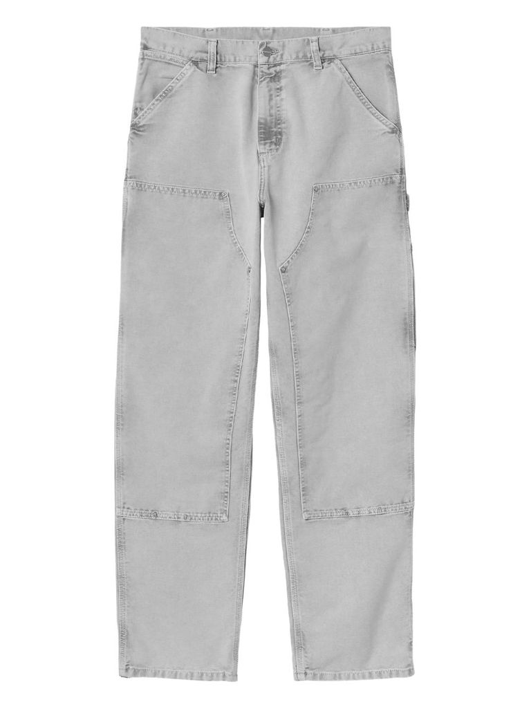 Carhartt Wip Double Knee Pant Black Chalk Wash In Gray