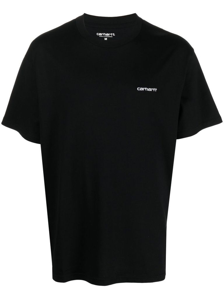 Carhartt Black Cotton Short-sleeve T-shirt With Logo In Black