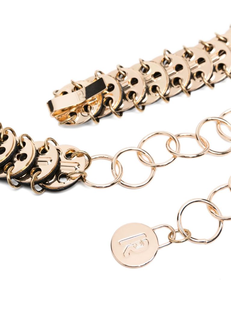 Rabanne Gold Chain Belt With Coin-shaped Links In Black