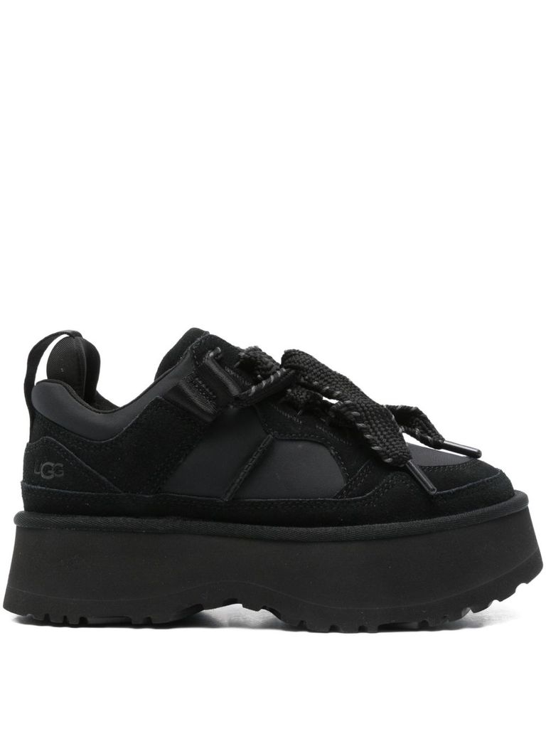 Ugg Astromel Platform Lace-up Sneakers In Black