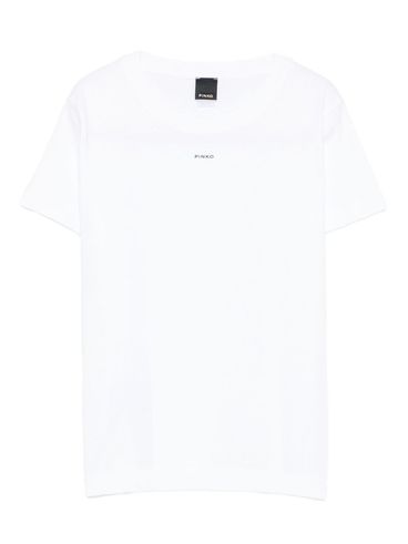 PINKO - T-Shirt girocollo in cotone bianco con logo