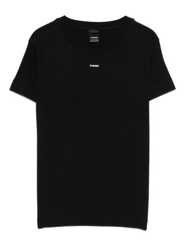 PINKO - T-Shirt girocollo in cotone nero con logo