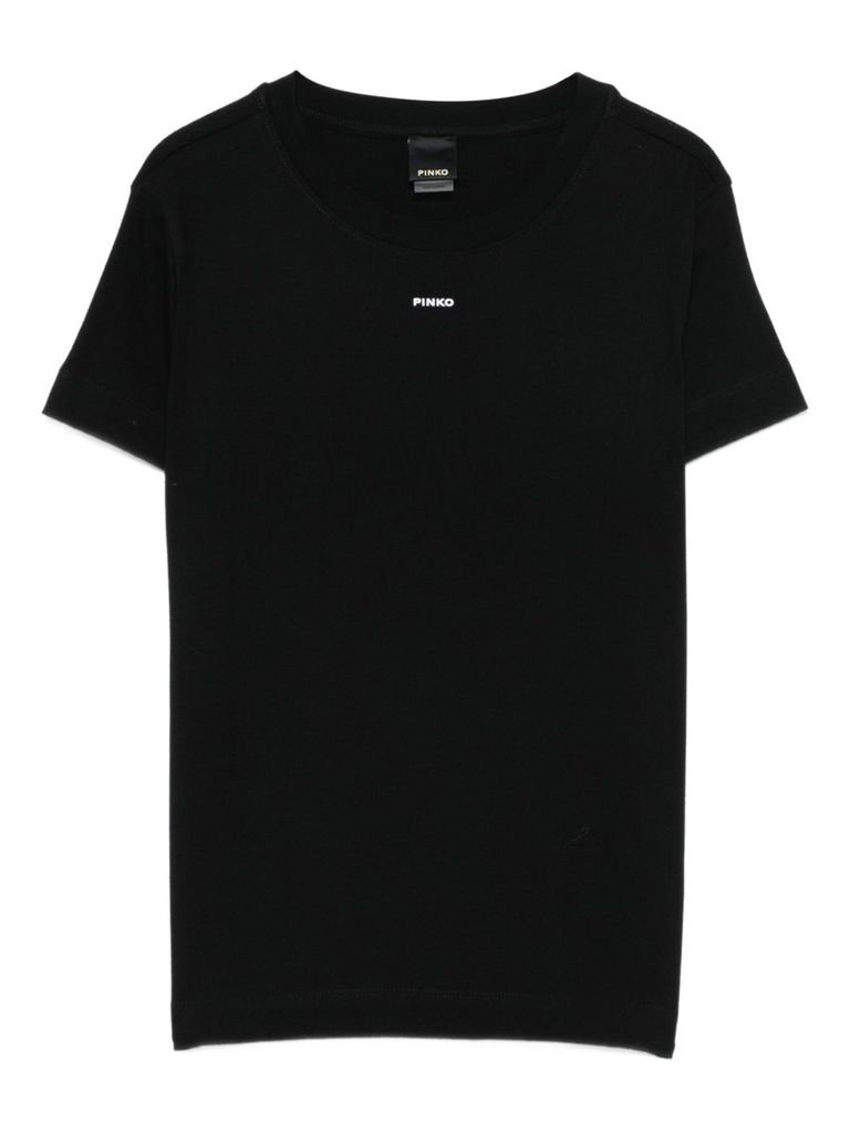 Pinko Crew Neck Short Sleeves Top In Black