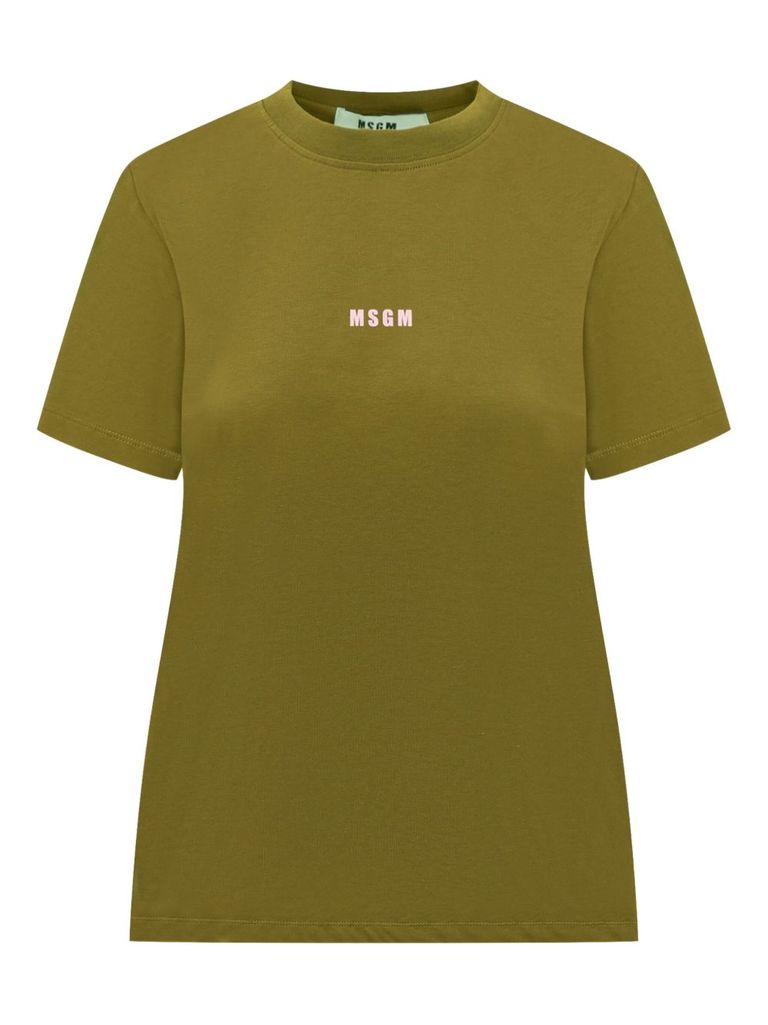 Msgm Logo-print T-shirt In Green