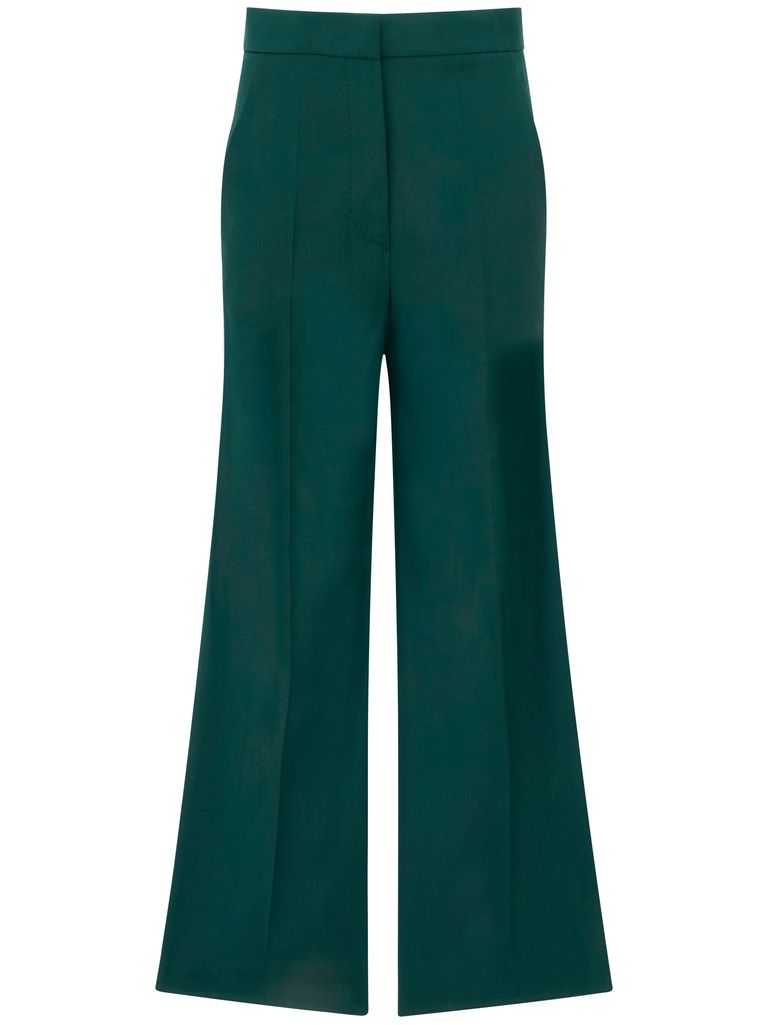 Max Mara High Waist Wide-leg Trousers With Belt Loops In Green