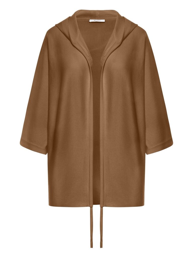 Max Mara Aster Wool Cardigan Drawstrings On Sleeves Knitwear Brown In Brown