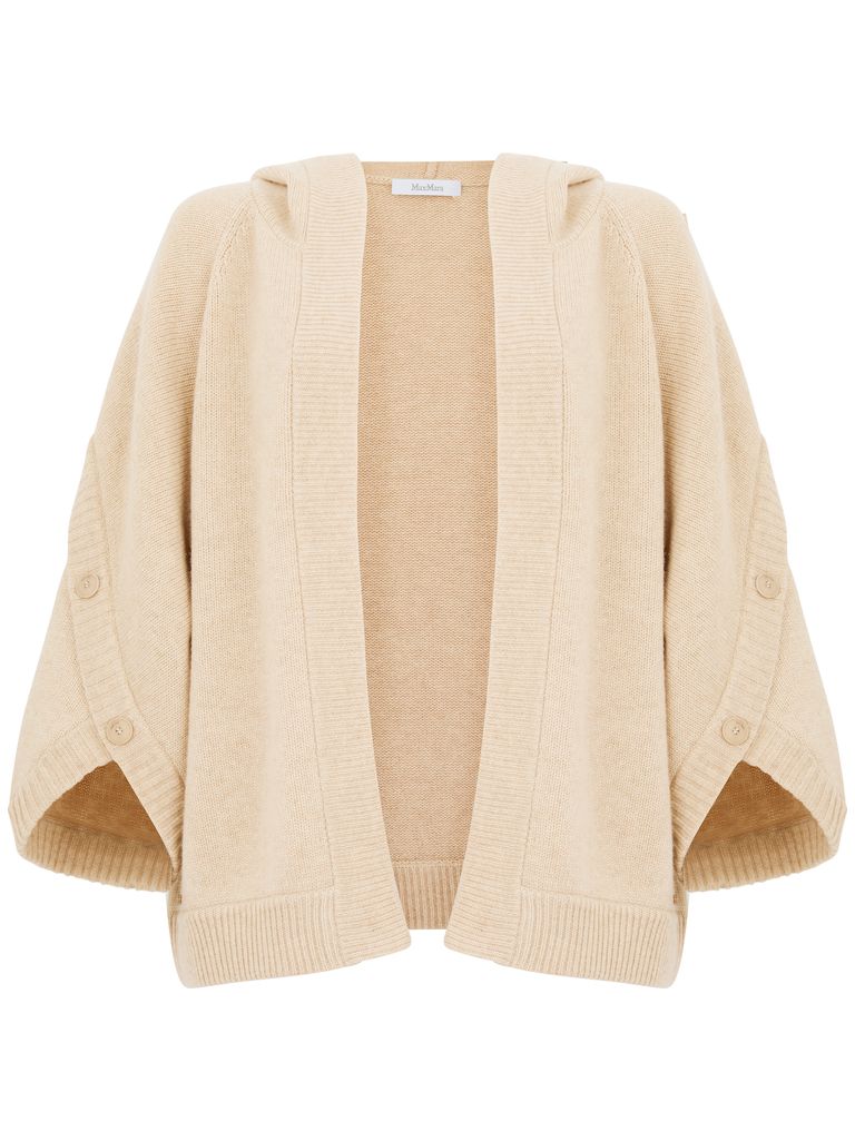Max Mara 'vlas' Cardigan In Sand Wool And Cashmere Blend In Neutral