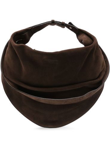 FEDERICO CINA - Borsa 'Tortellino' in pelle di vitello scamosciata marrone