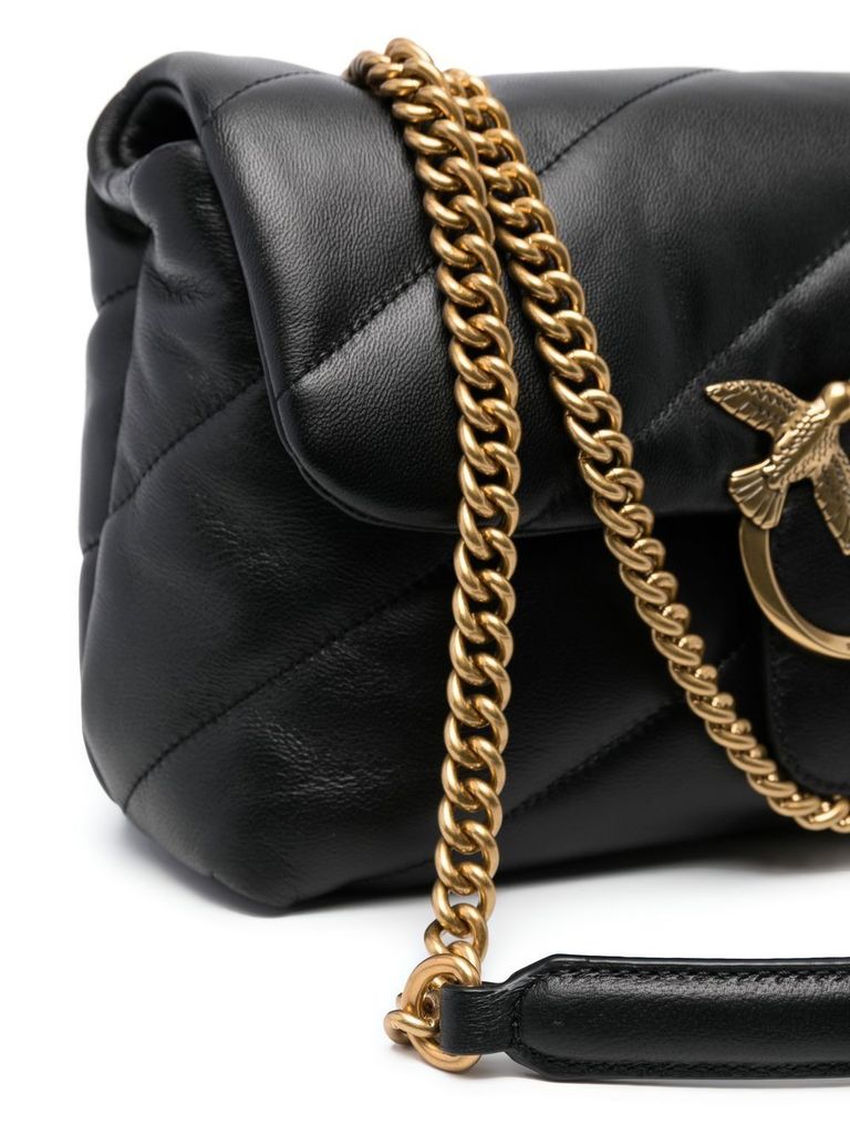 Pinko Love Mini Puff Leather Crossbody Bag In Black