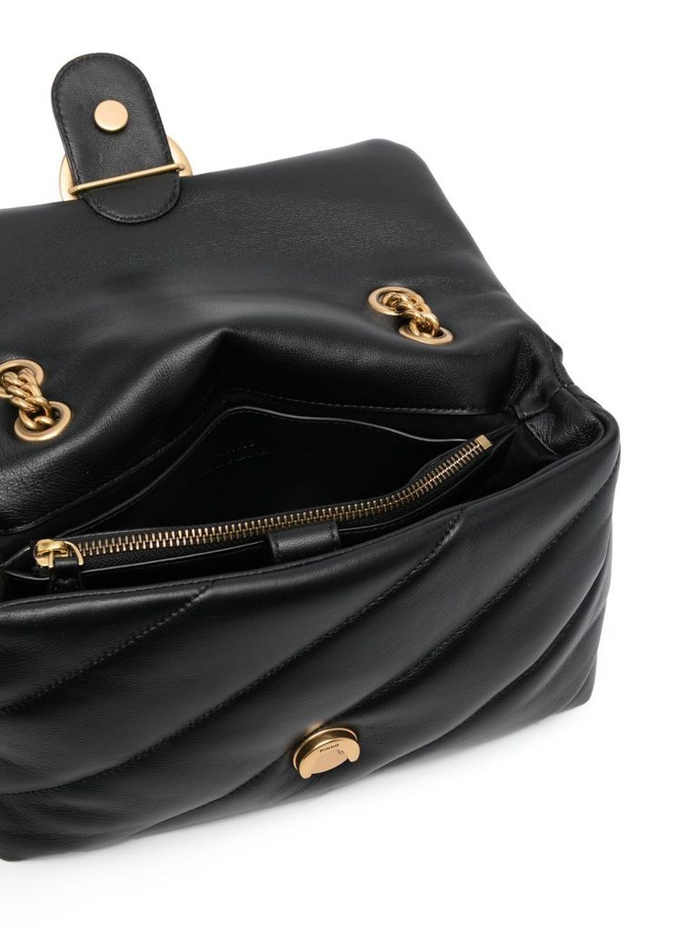 Pinko Love Mini Puff Leather Crossbody Bag In Black