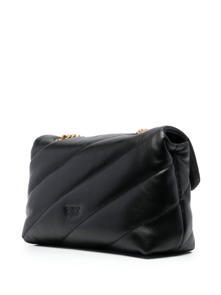 Pinko Love Mini Puff Leather Crossbody Bag In Black