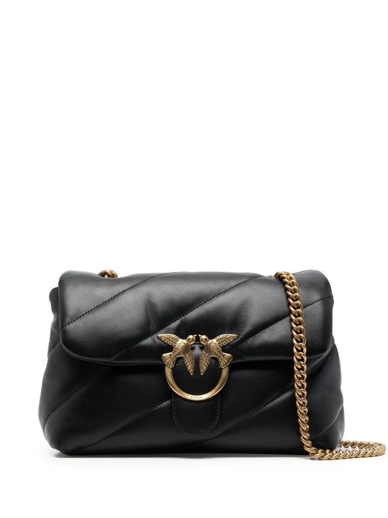 Pinko Love Mini Puff Leather Crossbody Bag In Black