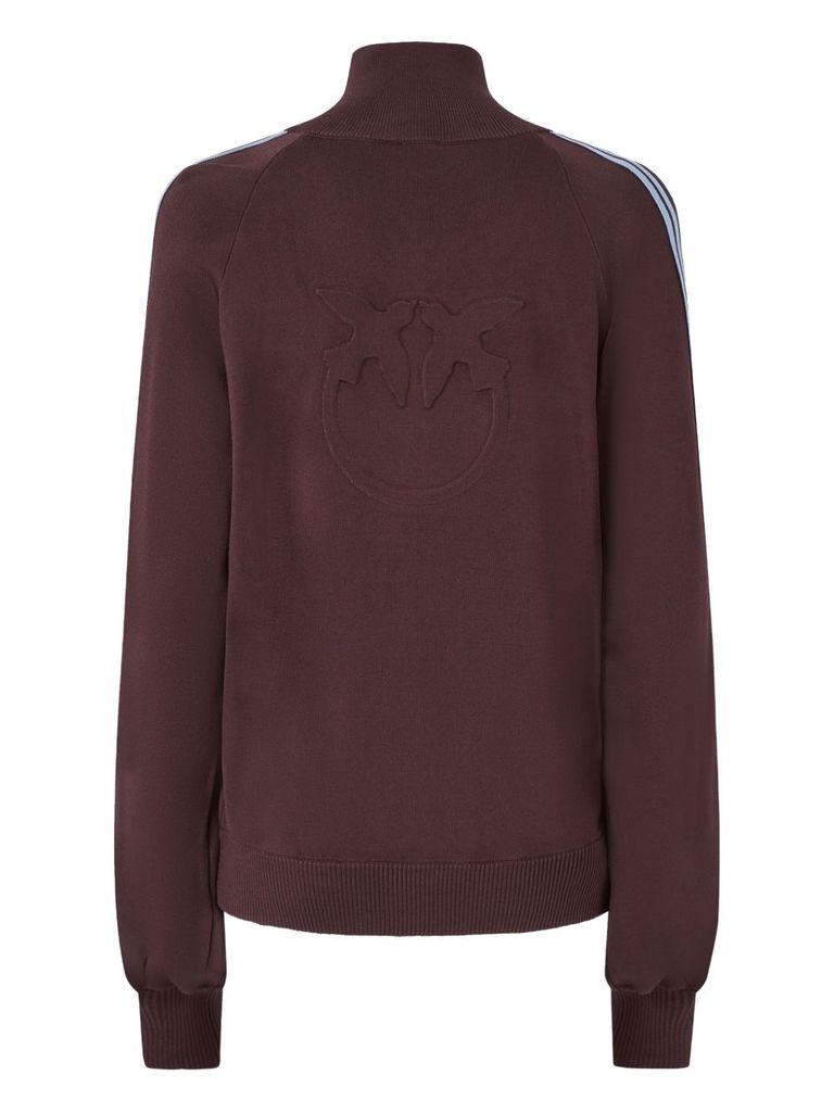 Pinko Burgundy Zip-up Jacket With Light Blue Stripes In Red