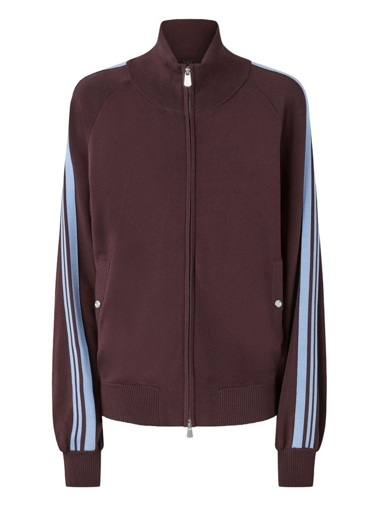 Pinko Burgundy Zip-up Jacket With Light Blue Stripes In Red