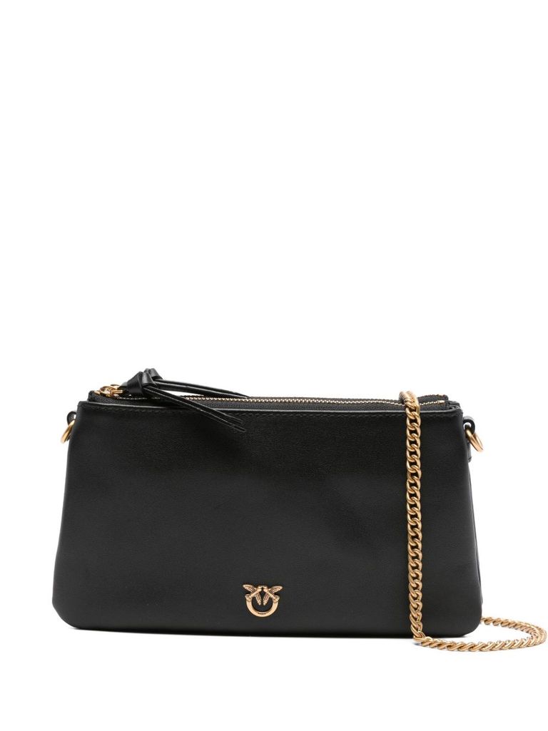 Pinko Sleek Black Bag With Gold Chain Strap And Minimalist Design In Black