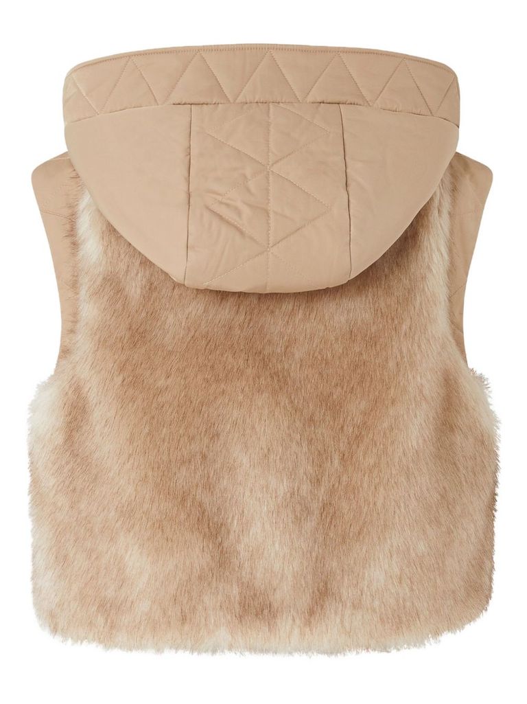 Pinko Cropped Beige Knitwear Jacket With Faux Fur In Sand