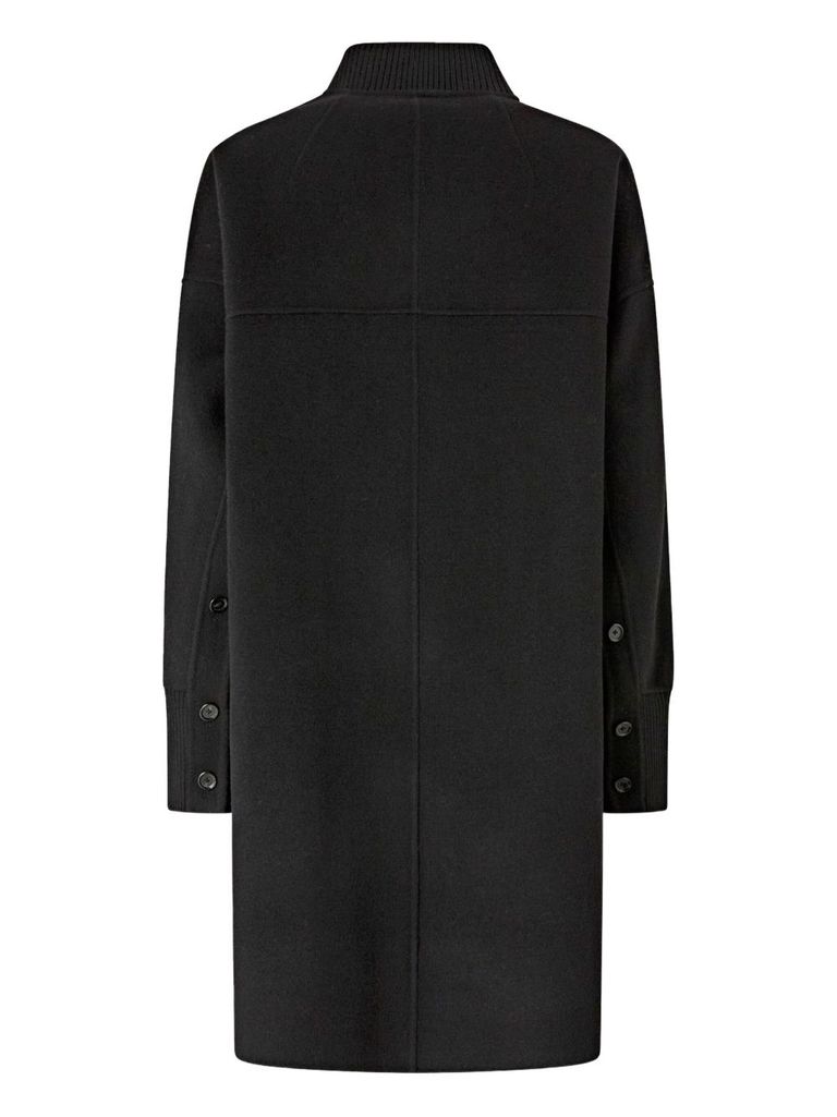 Pinko Long Coat In Double Fabric In Black