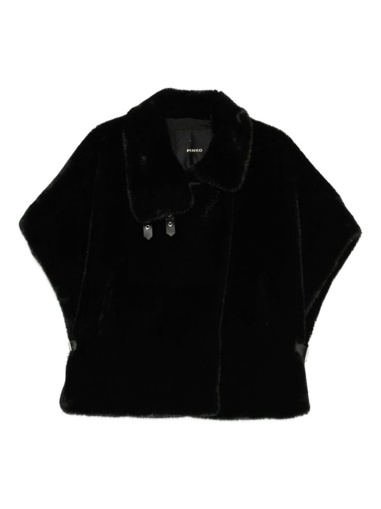 Pinko 'comodino' Short Cape In Black