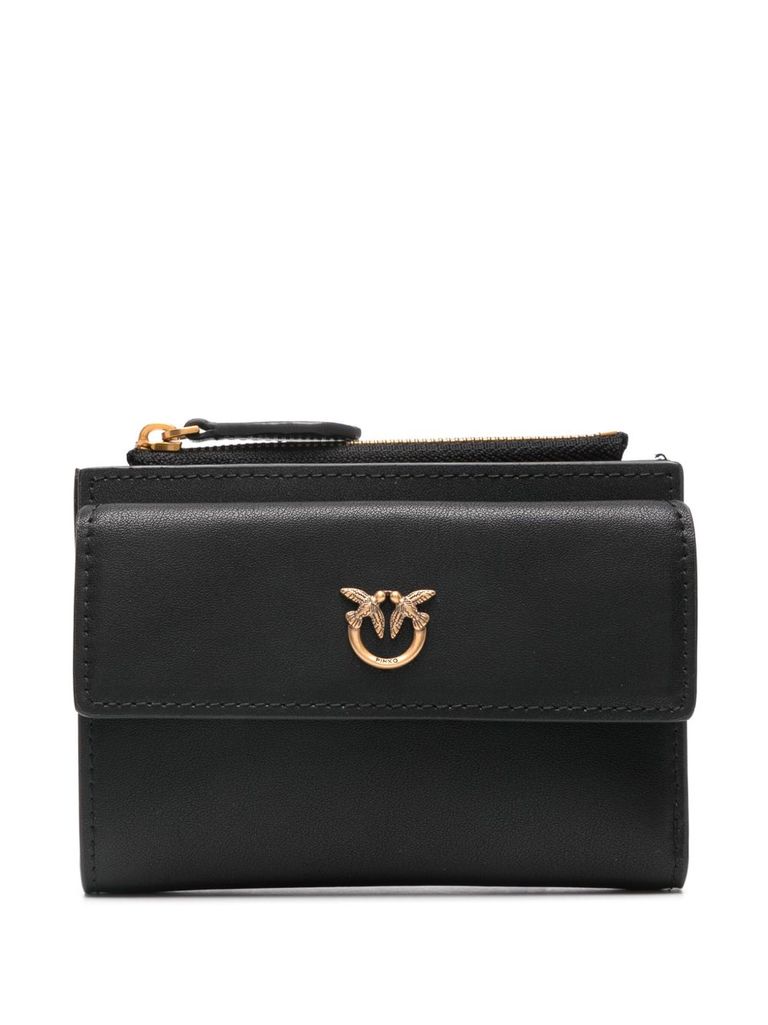 Pinko Small Wallet In Leather With Logo In Black