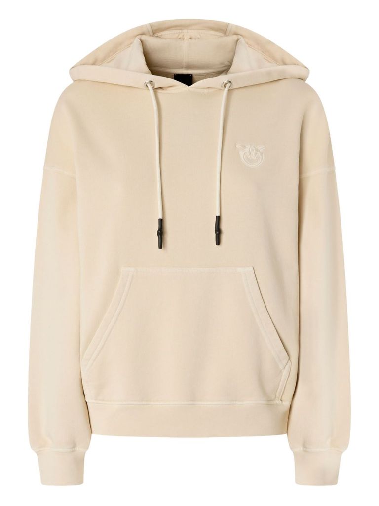 Pinko Hooded Knitwear With Drawstring And Kangaroo Pocket In Neutral