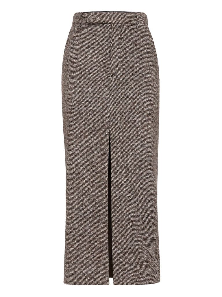 Brunello Cucinelli 'sartoriale Pencil' Midi Skirt In Brown
