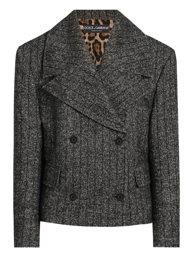 Dolce & Gabbana Pinstriped Wool-blend Double-breasted Jacket In Gray