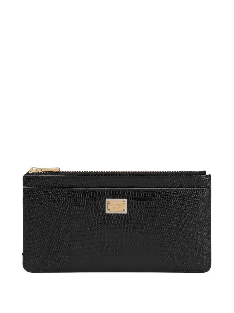 Dolce & Gabbana Women Leather Zipped Card Case In Black