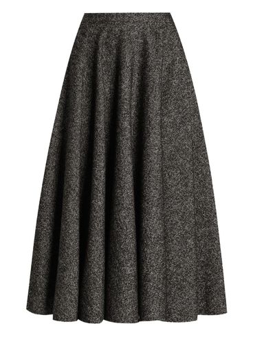 DOLCE & GABBANA - Gonna midi a ruota in puntinato misto lana