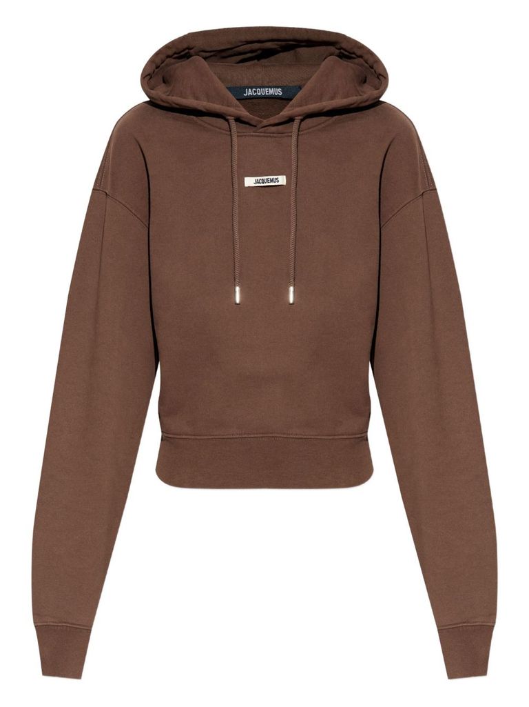 Jacquemus Le Hoodie Gros Grain Hooded Cotton Sweatshirt In Brown