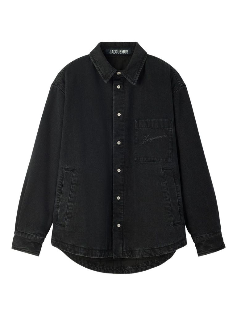 Jacquemus La Chemise Boulanger Quilted Denim Jacket In Black