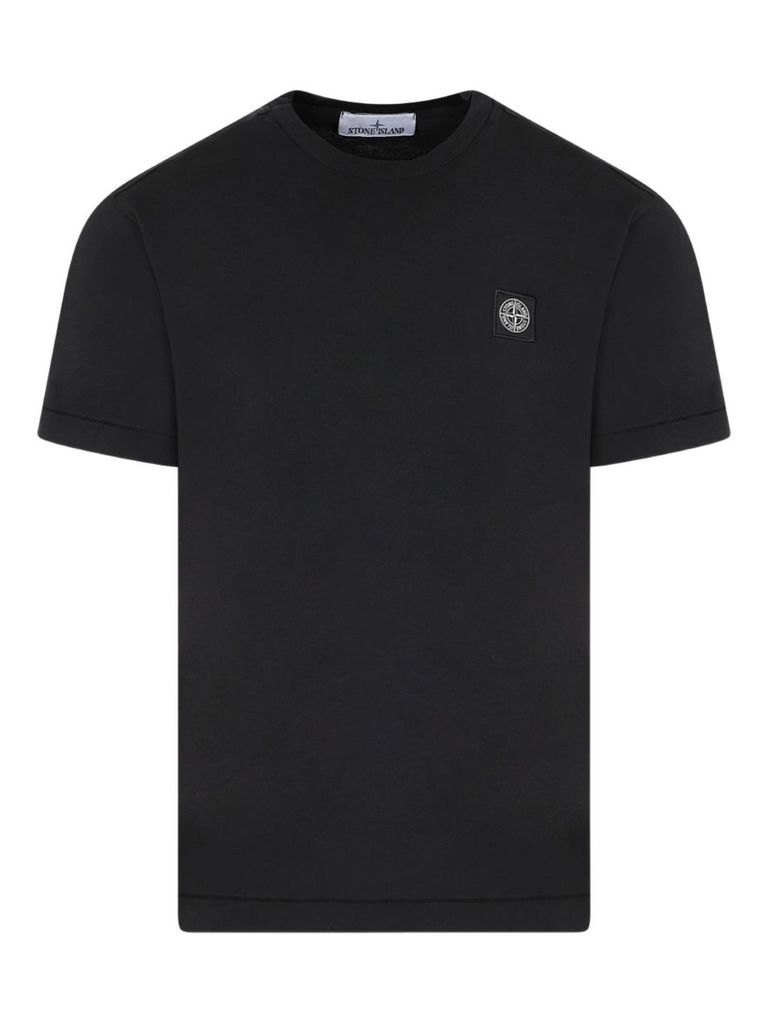 Stone Island Short-sleeved T-shirt With Compass Logo Patch In Black