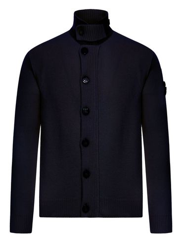 STONE ISLAND - Cardigan a collo alto con patch logo