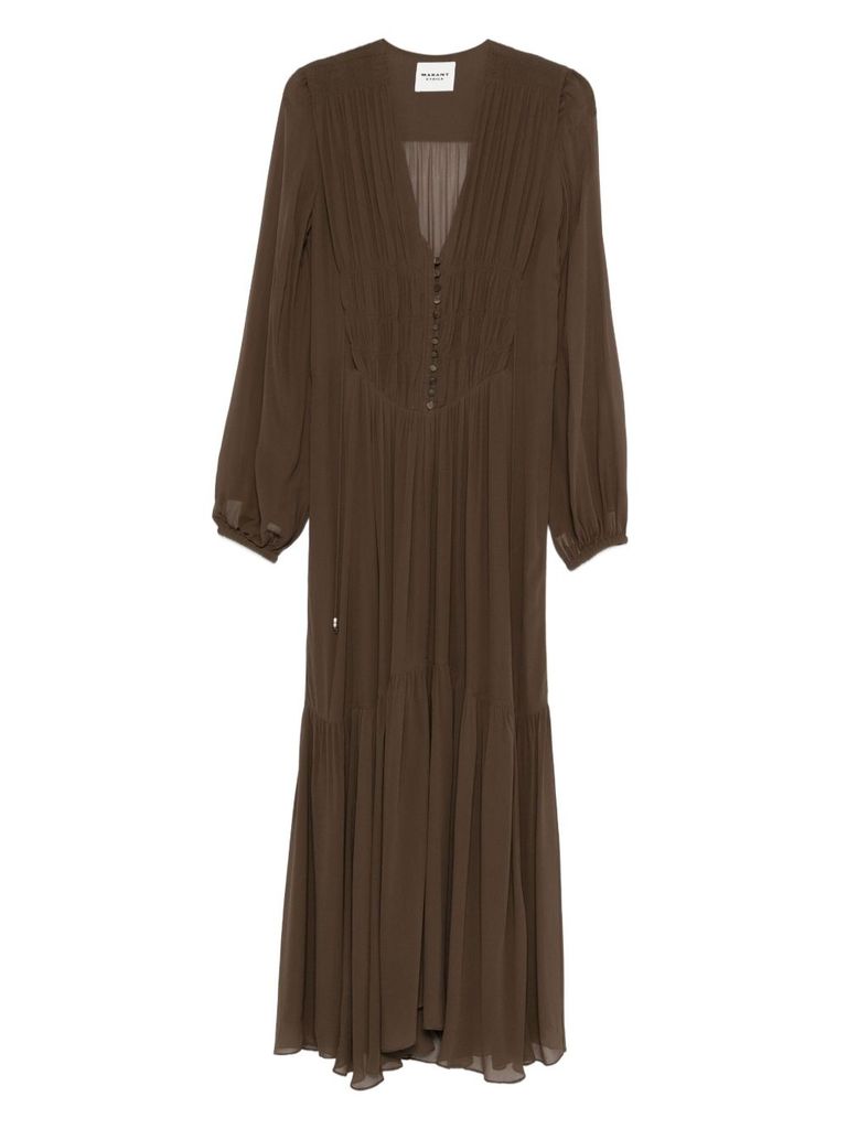 Isabel Marant Étoile Briane Khaki Viscose Dress In Brown