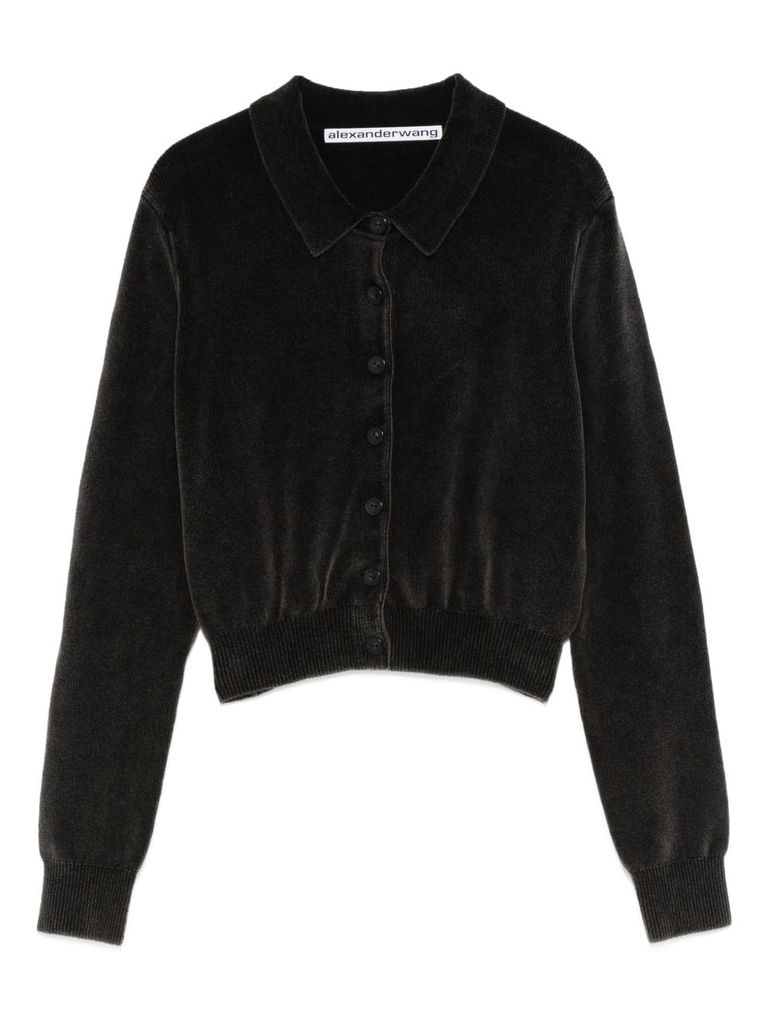Alexander Wang Collared Cardigan In Black