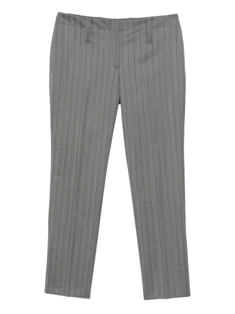 Alexander Mcqueen Pinstripe Wool Trousers In Gray