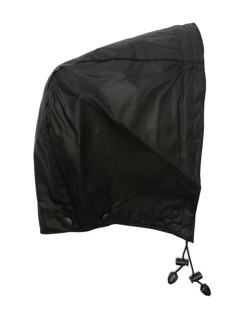 Barbour Sylkoi Waxed Canvas Drawstring Hood In Black