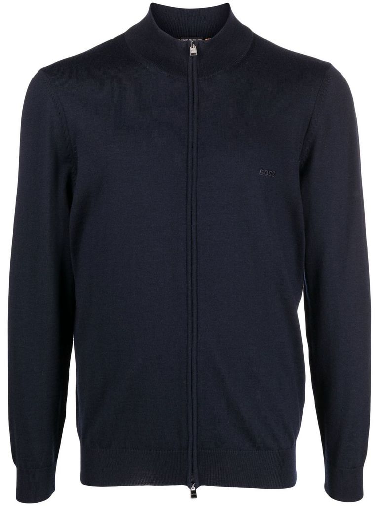 Hugo Boss 'balonso' Zip-up Cardigan In Blue