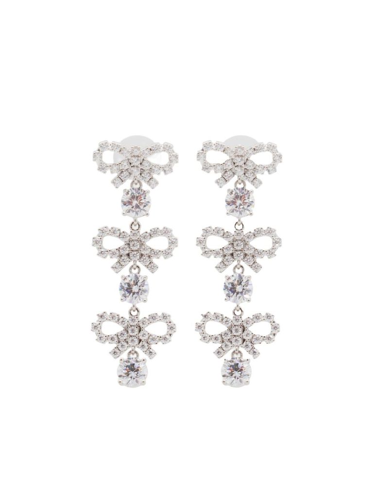 Self-portrait Mini 'bow' Drop Earrings In Silver