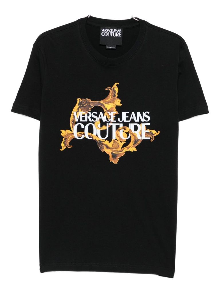 Versace Jeans Couture Crew Neck T-shirt With Print In Black