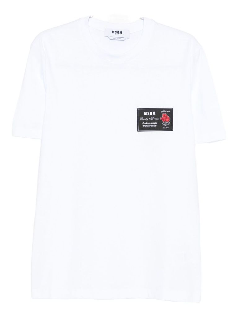 Msgm Cotton T-shirt With Front Printed Logo In White